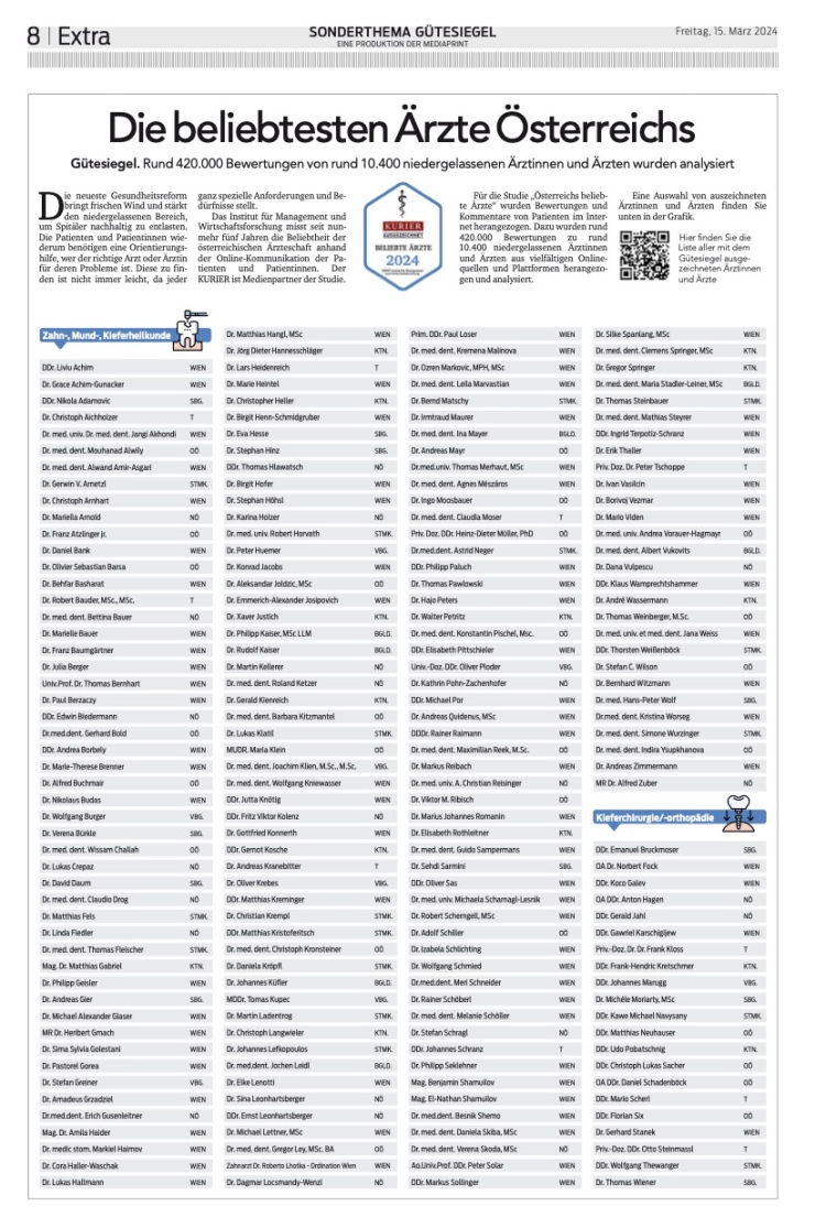 Kurier 11-15 03 2024 ÖSTERREICHS BELIEBTESTE ÄRZTE 5